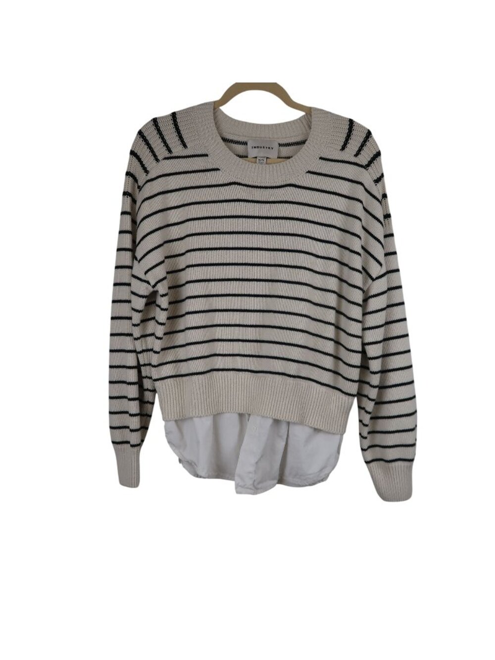 Industry XL Striped Sweater With Faux White Shirt Layer Cotton Clean Preppy